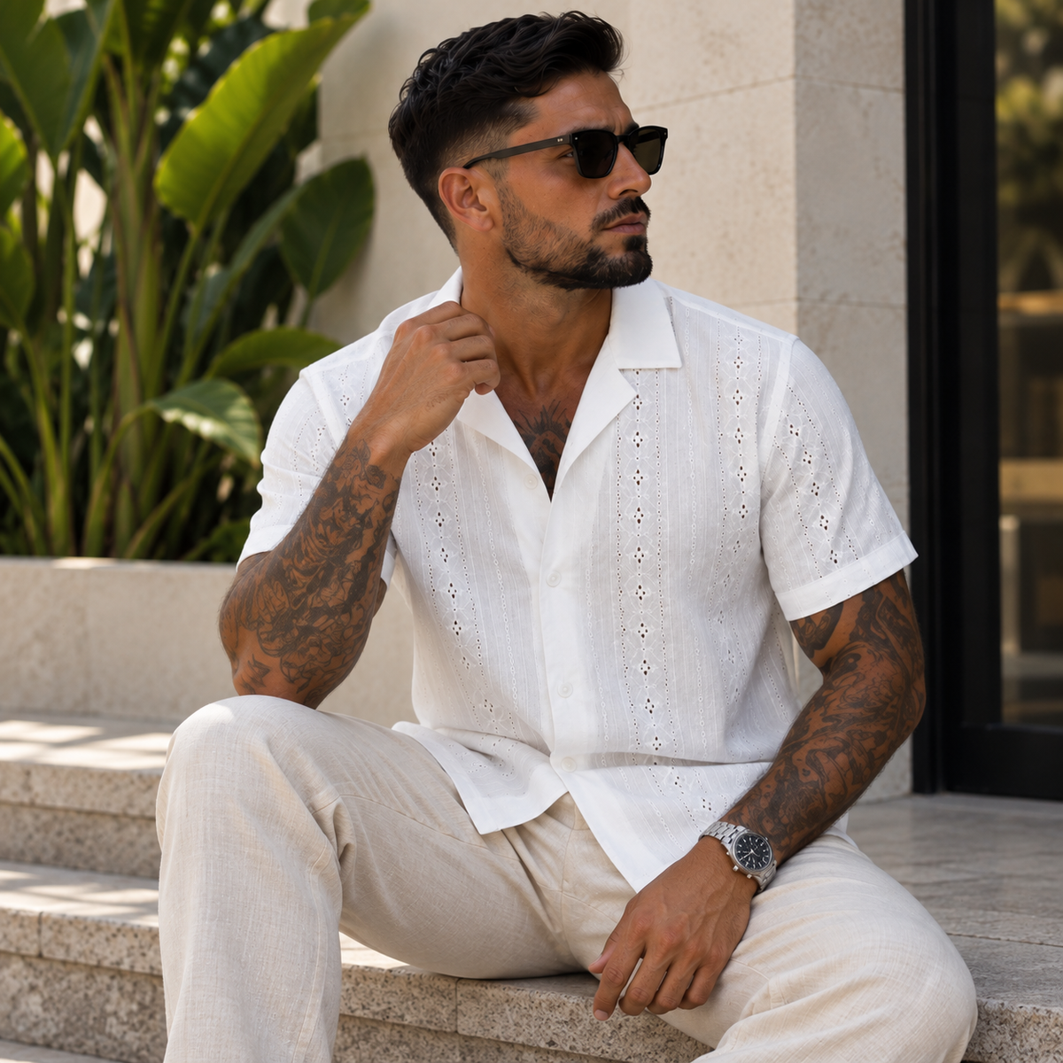 Camisa Coreana de Lino Premium