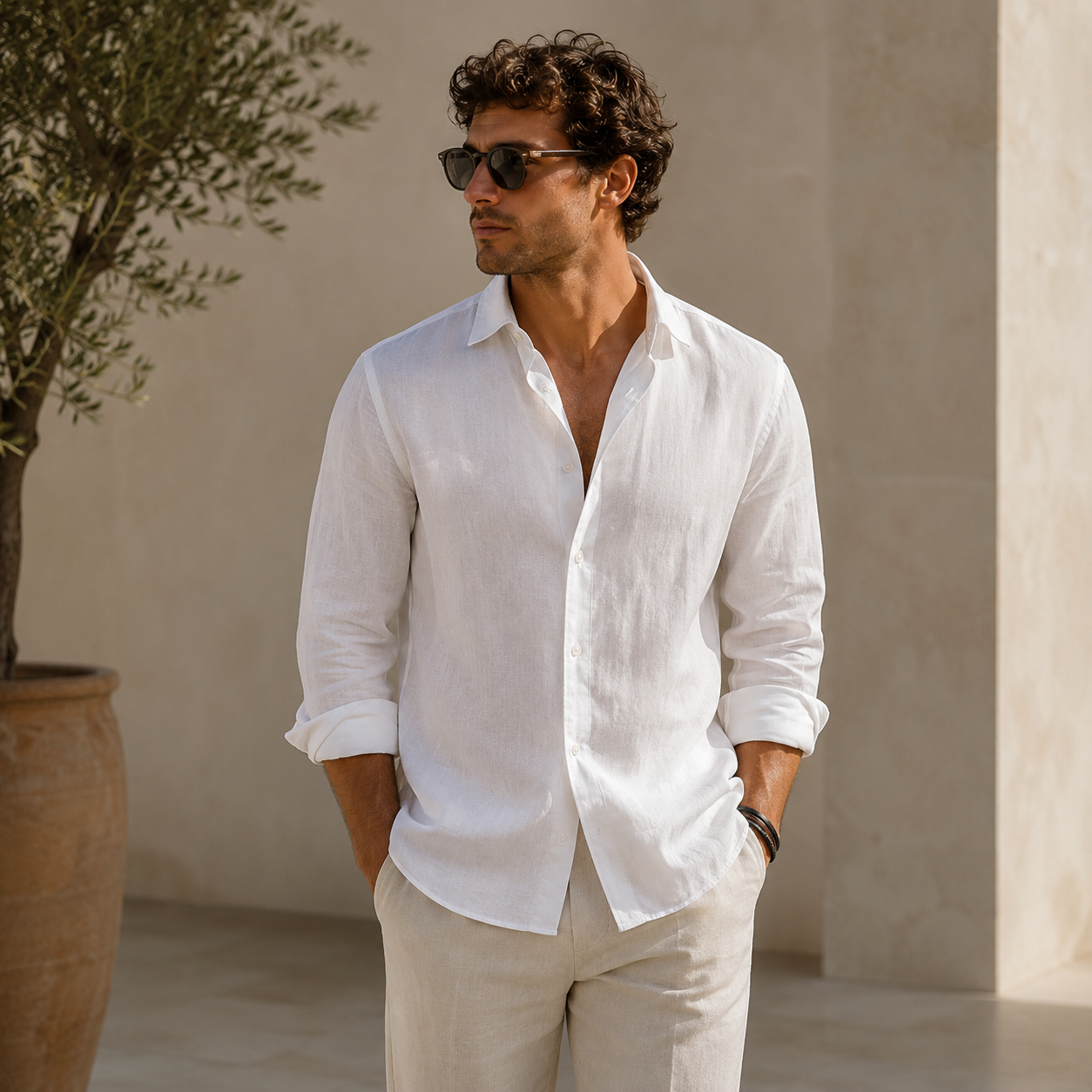 Camisa coreana de lino
