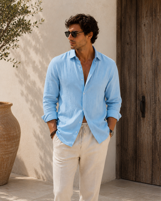 Camisa coreana de lino