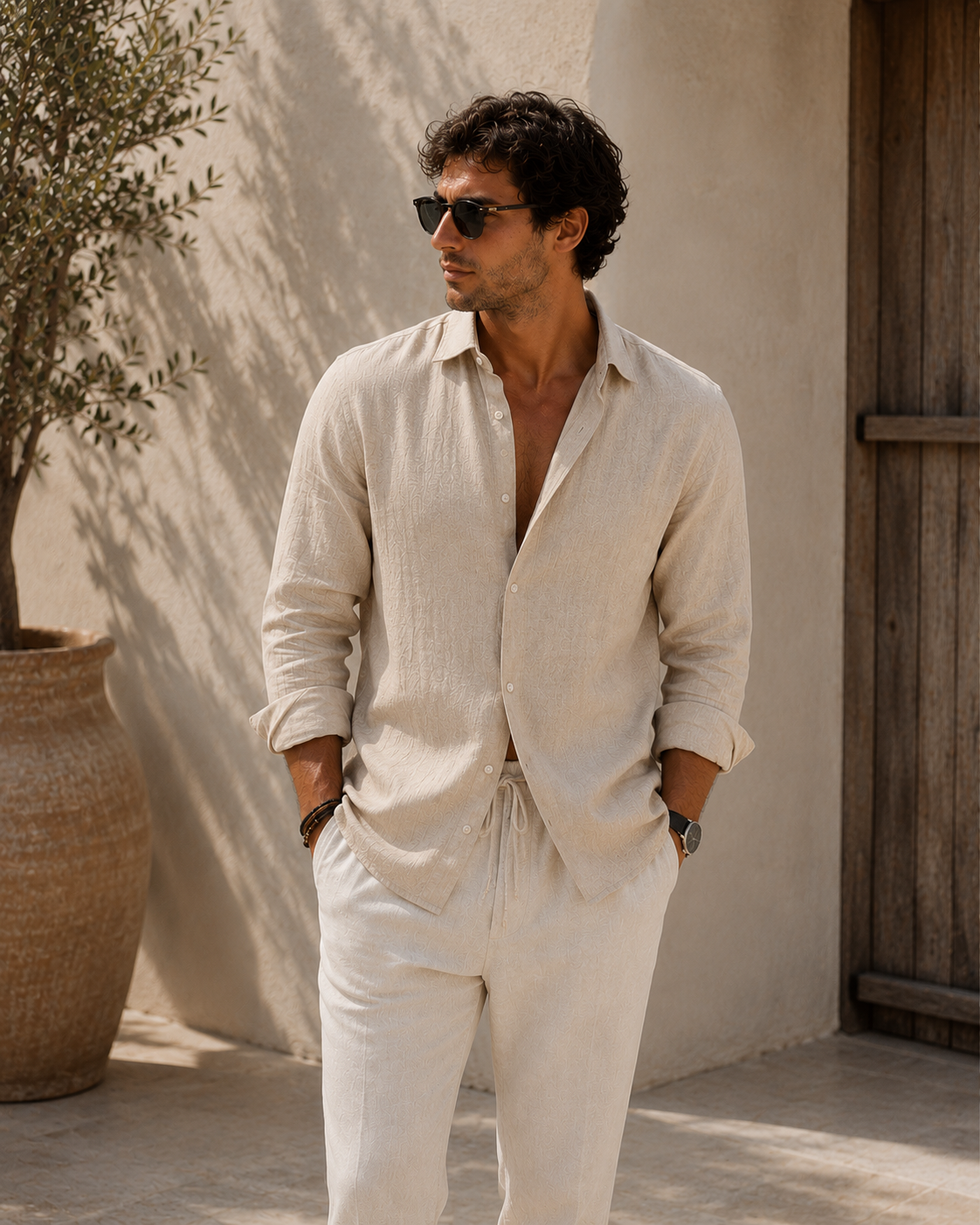 Camisa coreana de lino
