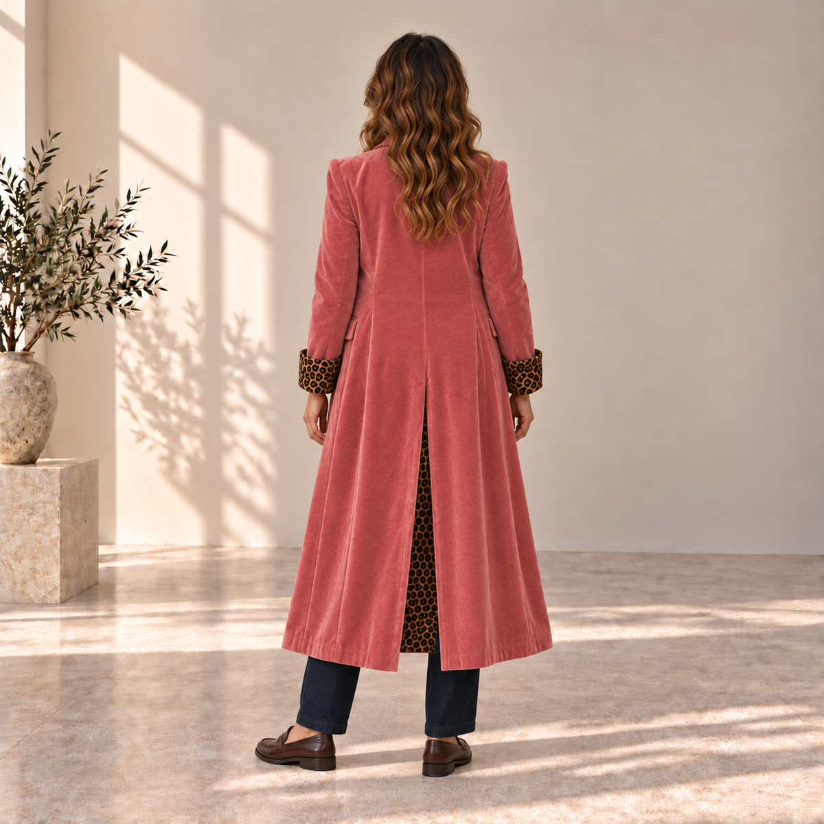 Abrigo Carlota | Rosa con detalles de leopardo