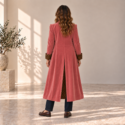Abrigo Carlota | Rosa con detalles de leopardo